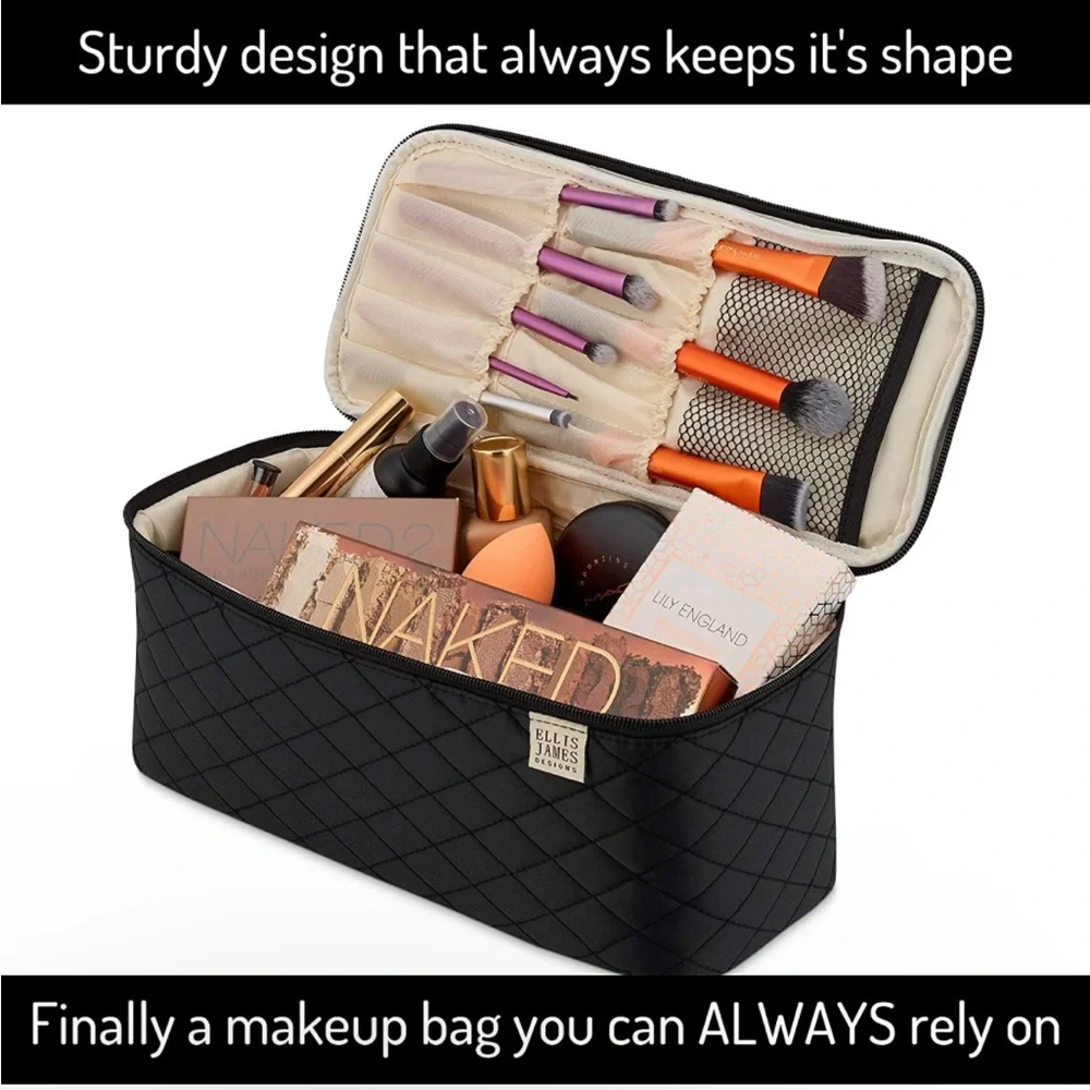 Ellis James Black and Cream Makeup Travel Bag